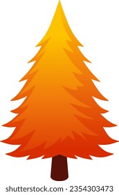 Autumn pine vector illustration. Fall season pine icon with gradient color. Fall season pine tree for autumn icon, sign, symbol or decoration. Christmas tree in autumn for design forest and plant