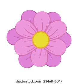 Autumn pink flower flat vector illustration. Drawing of floral autumnal element. Autumn or fall, decoration concept