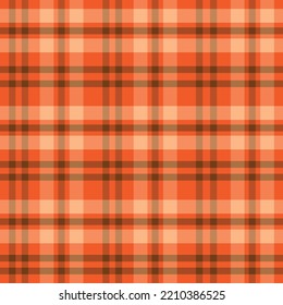 Autumn plaid gingham seamless pattern in orange and brown. For Thanksgiving projects, tablecloth and textures
