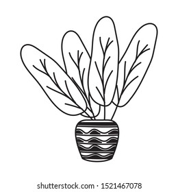 autumn plant in ceramic pot seasonal icon vector illustration design