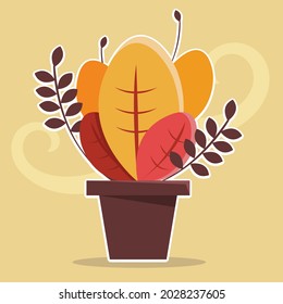 autumn plant on the pot illustration vector