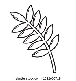 Autumn plants doodle elements. Contour elements of the plant in autumn. Vector graphics