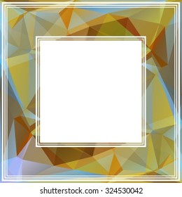 Autumn polygonal border with blue and brown triangles.