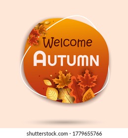 Autumn postcard, banner or lable. Autumn floral ornamental illustration in vector format.