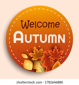 Autumn postcard, banner or lable. Autumn floral ornamental illustration in vector format.