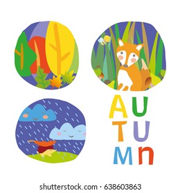 Autumn postcard kids