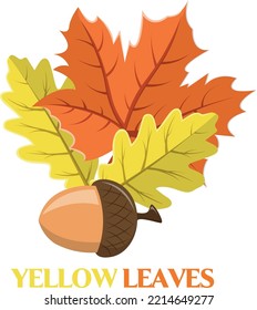 Autumn postcard with leaves, vector illustration.