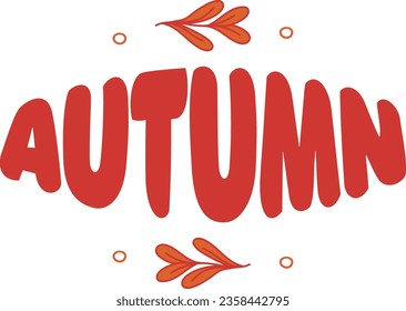 Herbstpostkartenvektor, flach, Buchstaben, Blätter, Fall, rot