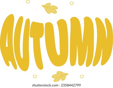 autumn postcard vector, flat, lettering, leaves, fall, yellow