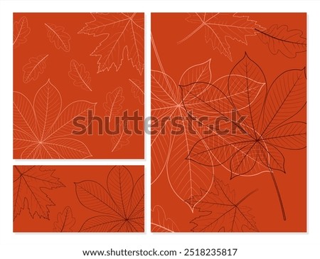 Autumn. Postcards with leaves. Autumn mood. Vector.