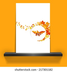 Autumn poster with acorn and leaves illustration 