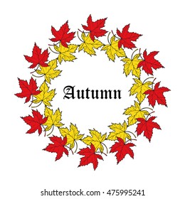 Autumn poster background with bright maple leaves. Vector illustration