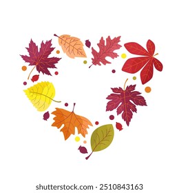 autumn poster heart with holly and berry on a white background