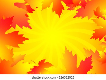 Autumn poster, maple leaves, design template, size A4 horizontal, vector illustration