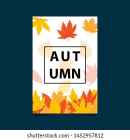 Autumn poster template with flat leaves