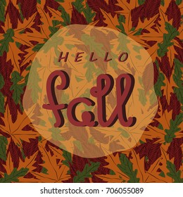Autumn poster template.With colorful fall leaves.Pattern with Forest design elements.For poster,greeting,invitation cards,web page background.Vector illustration.