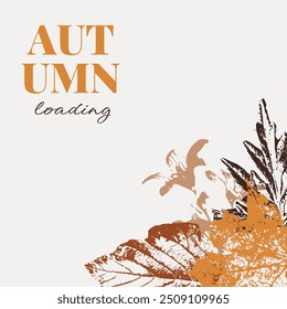 Cartel de otoño con hojas de otoño trazadas y flor de campana. Fondo de carga de otoño, cubierta, Anuncio, diseño de volante. Plantilla para publicidad, Web, redes sociales. Ilustración vectorial