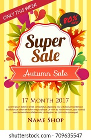 autumn poster in vintage flat style