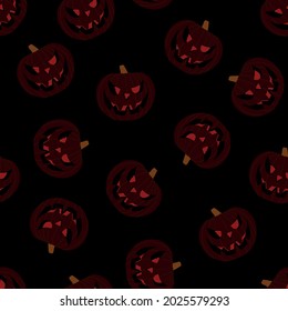  Autumn print for clothes. Halloween. Pumpkin. Dark pattern.
