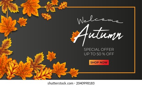 autumn promo sale vector illustration black background