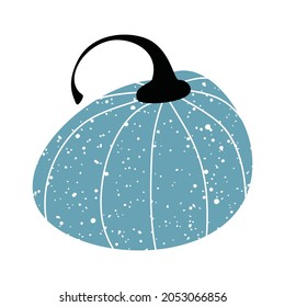 Autumn pumpkin. A blue pumpkin with a grunge effect. Vector illustration isolated on a white background for design and web.