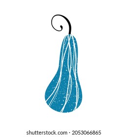 Autumn pumpkin. A blue pumpkin with a grunge effect. Vector illustration isolated on a white background for design and web.