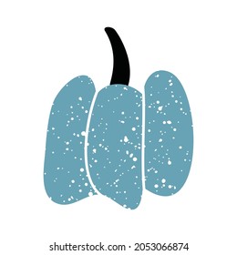 Autumn pumpkin. A blue pumpkin with a grunge effect. Vector illustration isolated on a white background for design and web.