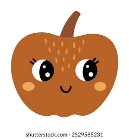 Autumn pumpkin clipart. Cute Halloweet pumpkin, hand drawn seasonal object. Vector illustration in flat style