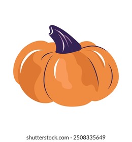 Autumn pumpkin design cartoon element for Halloween. Colored flat vector illustration isolated on white background