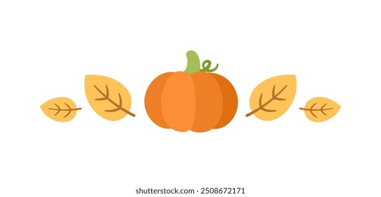 Divisor de calabaza de otoño para Halloween, otoño y la temporada de Acción de Gracias. Vector aislado sobre fondo blanco.