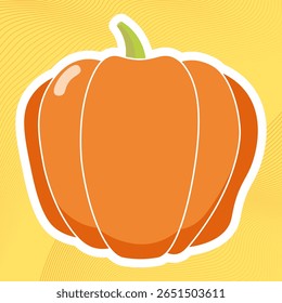 Abóbora de outono, ícone plano. Ilustração vetorial isolada no plano de fundo de oranje abstrato.