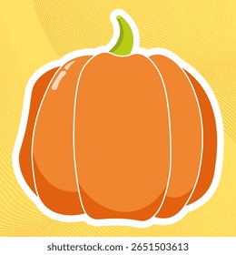 Calabaza de otoño, icono plano. Ilustración vectorial aislada sobre fondo abstracto oranje.