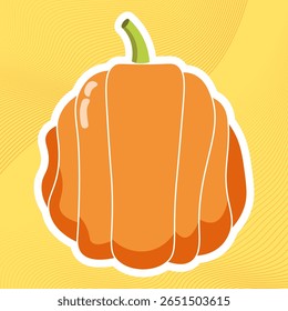 Calabaza de otoño, icono plano. Ilustración vectorial aislada sobre fondo abstracto oranje.