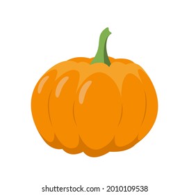 Autumn pumpkin for halloween. Orange pumpkin for fall mood. White isolated vector stock illustration EPS 10.