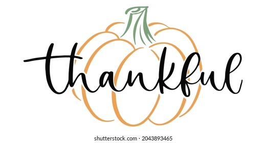 Autumn Pumpkin. Hand Drawn Pumpkin Icon. Outline Style. Thanksgiving Day. Fall Illustration