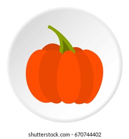 Autumn pumpkin icon in flat circle isolated vector illustration for web