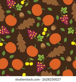 AUTUMN PUMPKIN LEAF DIGITAL ALLOVER PRINT 