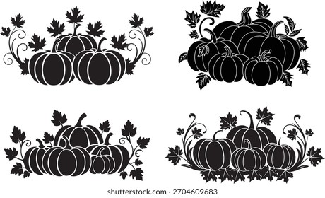 Decoraciones de la silueta de la calabaza y de la hoja del otoño
