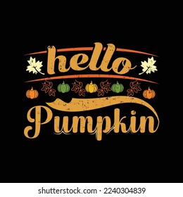 Autumn Pumpkin Leafe Typography T-Shirt Design