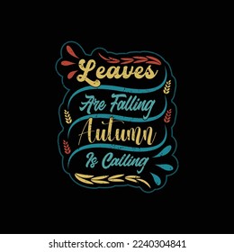 Autumn Pumpkin Leafe Typography T-Shirt Design