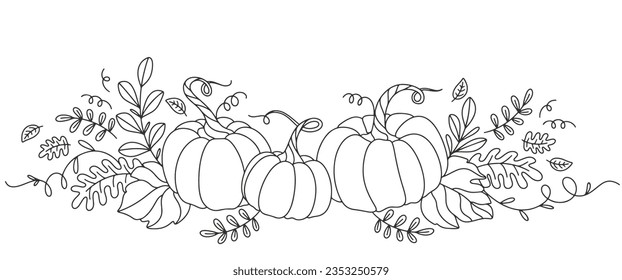 Ilustración vectorial de la línea de calabaza de otoño