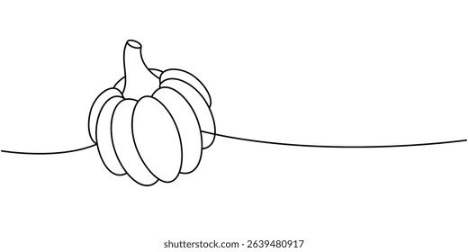 Autumn pumpkin one line continuous drawing. Fresh organic vegetable. Vector illustration
