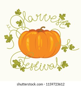 Autumn pumpkin patch greeting card. Harvest festival poster. Fall party invitation banner. White background isolated, vector illustration flyer.