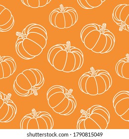 Autumn Pumpkin Pattern In Doodle Style. Suitable For Decorating Autumn Holidays, Halloween, Various Food Items And Fun Prints.