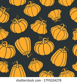 Autumn pumpkin pattern in doodle style. Suitable for decorating autumn holidays, Halloween, various food items and fun prints.