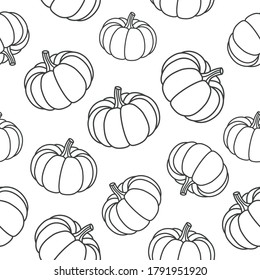 Autumn pumpkin pattern in doodle style. Suitable for decorating autumn holidays, Halloween, various food items and fun prints.