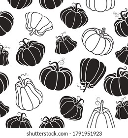 Autumn pumpkin pattern in doodle style. Suitable for decorating autumn holidays, Halloween, various food items and fun prints.