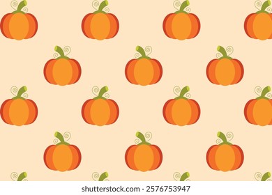 Autumn pumpkin pattern. Ideal for creating holiday cards, packaging, textiles and many other designs. Vector illustration.