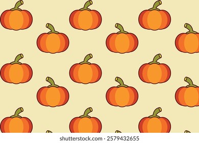 Autumn pumpkin pattern. Ideal for creating holiday cards, packaging, textiles and many other designs. Vector illustration.