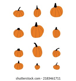 Autumn pumpkin plant Agriculture symbol. Fall decor. Fresh healthy food. Thanksgiving and Halloween Elements.